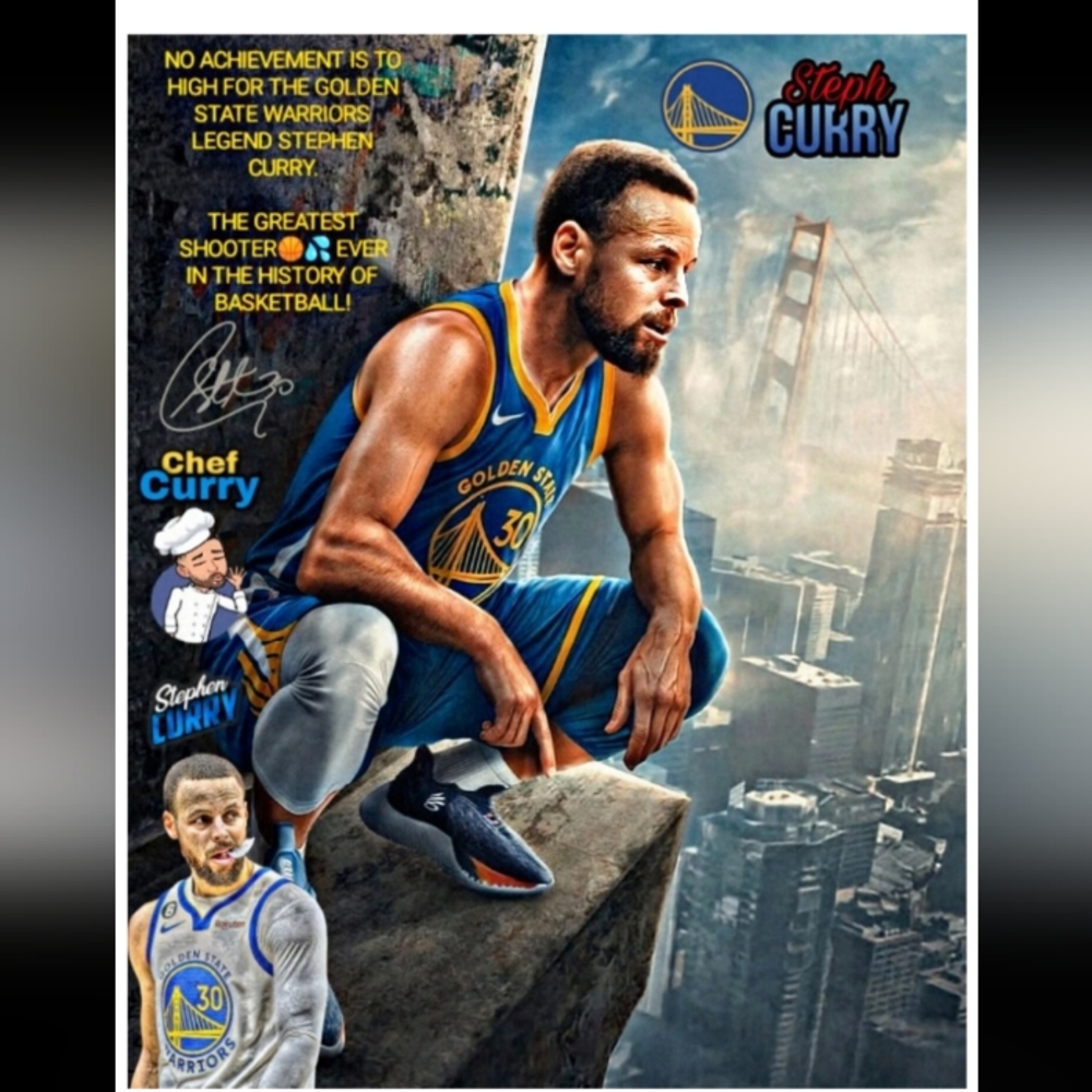New Stephen Curry Original Self Created Warriors Basketball 8.5x11 Glossy Poster